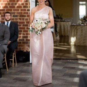 Pearl pink one shoulder bridesmaid dress